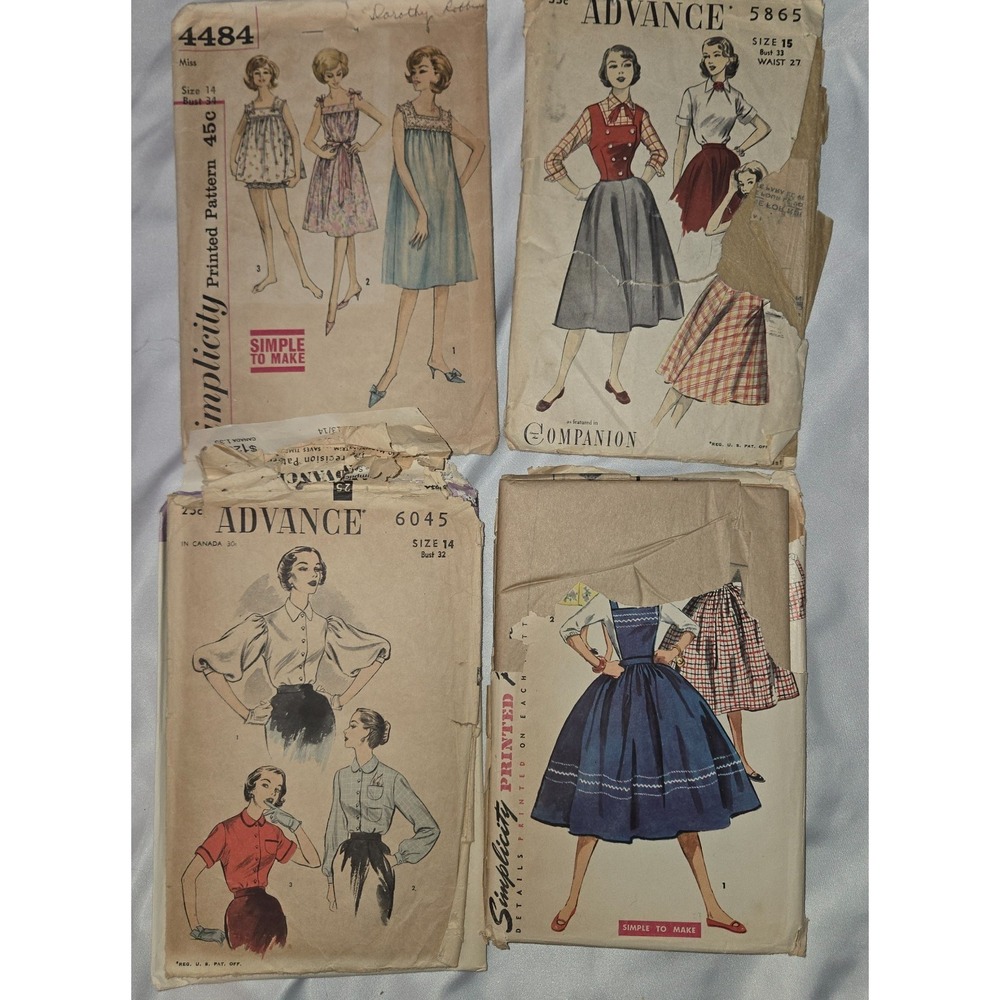 Vintage Women's Patterns Size 14 1960s 70s Skirt Blouse Dress Cardigan Nightgown - Picture 2 of 12